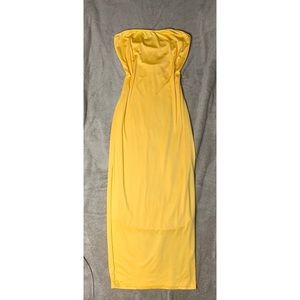 Yellow Strapless Lined Tube Dress